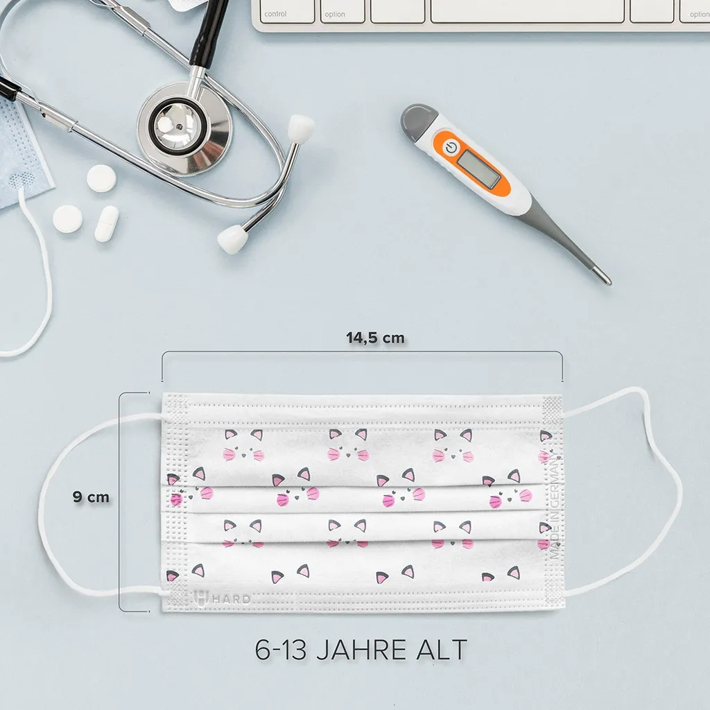S.Ú.L.Y. Medizinische Mundschutz Für Kinder -Maske Typ IIR, OP-Masken Kätzchen Weiß, Hergestellt In Deutschland - 50 Stück 7 S.Ú.L.Y. Medizinische Mundschutz Für Kinder -Maske Typ IIR, OP-Masken Kätzchen Weiß, Hergestellt In Deutschland - 50 Stück – Bild 7