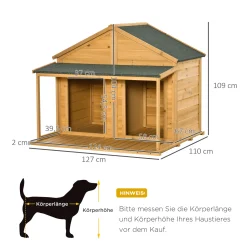Pawhut Hundehütte Aus Massivholz Isoliertes Hundehaus Mit 2 Räume Asphaltdach Outdoor Hütte Mit Terrasse Gelb+Grün 127 X 110 X 109 Cm -Garten- & Gewächshäuser Geschäft bb725b08525d2f9c0daefb2dde46605d