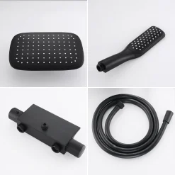 Aihom Duschsystem Mit Thermostat Duscharmatur Schwarz Regendusche Duschset Dusche Inkl. Regal Verstellbarer Duschstange Duschset Edelstahl -Garten- & Gewächshäuser Geschäft bb8e74e5bd7aa0b28e2caf0952e20ca0