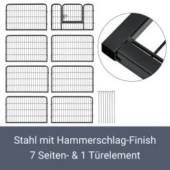 Juskys Welpenauslauf 160 X 160 X 60 Cm – Welpenlaufstall 8-teilig Aus Metall – Freigehege Mit Tür – Welpengitter Für Hunde, Hasen & Kleintiere -Garten- & Gewächshäuser Geschäft bbbb232c144c409709c7c96b44ab2eef