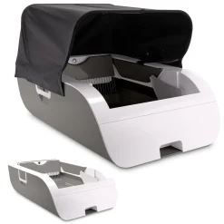 PETech® Katzenklo Selbstreinigend In Weiß, Kompatibel Mit Jedem Katzenstreu Und Allen Katzenrassen, Katzenklo Selbstreinigend 100% Geruchsabsorbierend, Elektronisches Katzenklo Inklusive Ladekabel