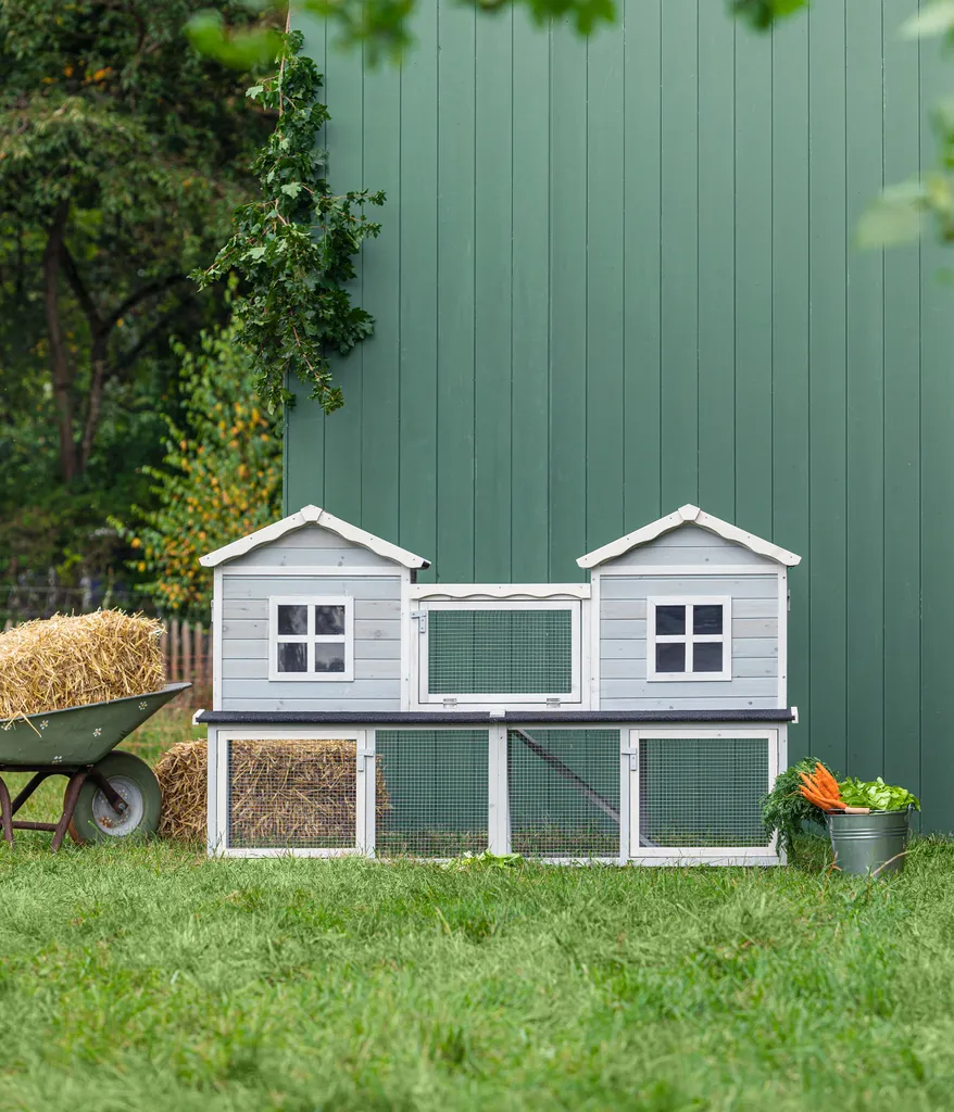 Dehner Nagerheim Happy Home Refugio, Mit Freilaufgehege, 117 X 190 X 76 Cm, Bitumen/Plexiglas/Tannenholz, Hellblau 9 Dehner Nagerheim Happy Home Refugio, Mit Freilaufgehege, 117 X 190 X 76 Cm, Bitumen/Plexiglas/Tannenholz, Hellblau – Bild 9