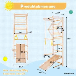 Merax 6-in-1 Multifunktions Kletterspielzeug Set Inkl. Rutsche Schaukel Klettergerüst Klimmzugsbereich Ringe Jungle Gym-Set, Indoor KlettergerüstSprossenwand Für Kinder, Massivholz, Natur -Garten- & Gewächshäuser Geschäft bbc0a9231dabd9b3f588d350d3e2fb2a