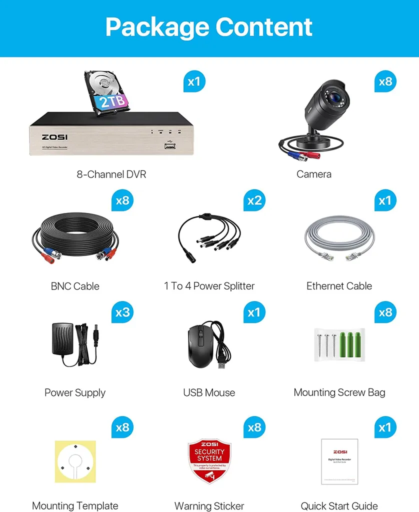 ZOSI 8CH 1080P Full HD DVR Video Überwachungssystem Mit 2TB Festplatte Und 8X Outdoor 2MP Überwachungskamera CCTV Sicherheit Set 9 ZOSI 8CH 1080P Full HD DVR Video Überwachungssystem Mit 2TB Festplatte Und 8X Outdoor 2MP Überwachungskamera CCTV Sicherheit Set – Bild 9