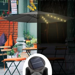 EINFEBEN 3.5m Sonnenschirm Mit LED Solar Marktschirm Mit Handkurbel UV40+ Outdoor-Schirm Terrassen,Grau -Garten- & Gewächshäuser Geschäft bbcf91a6f3c6467ca487363a3229cb60 1