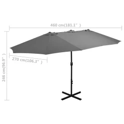 VidaXL Sonnenschirm Mit Aluminium-Mast 460 X 270 Cm Anthrazit 11 VidaXL Sonnenschirm Mit Aluminium-Mast 460 X 270 Cm Anthrazit -Garten- & Gewächshäuser Geschäft bc2928ceb33a04e821220ba103d463bf