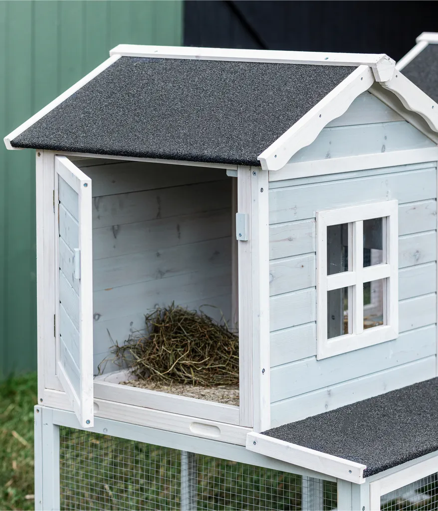 Dehner Nagerheim Happy Home Refugio, Mit Freilaufgehege, 117 X 190 X 76 Cm, Bitumen/Plexiglas/Tannenholz, Hellblau 4 Dehner Nagerheim Happy Home Refugio, Mit Freilaufgehege, 117 X 190 X 76 Cm, Bitumen/Plexiglas/Tannenholz, Hellblau – Bild 4