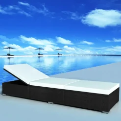 VidaXL Sonnenliege Mit Auflage Poly Rattan Schwarz