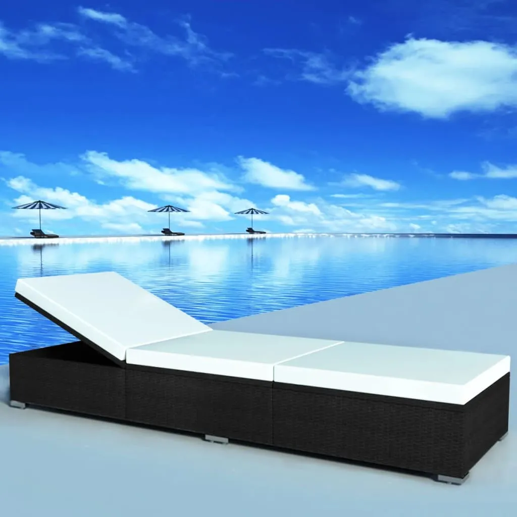 VidaXL Sonnenliege Mit Auflage Poly Rattan Schwarz 1 VidaXL Sonnenliege Mit Auflage Poly Rattan Schwarz