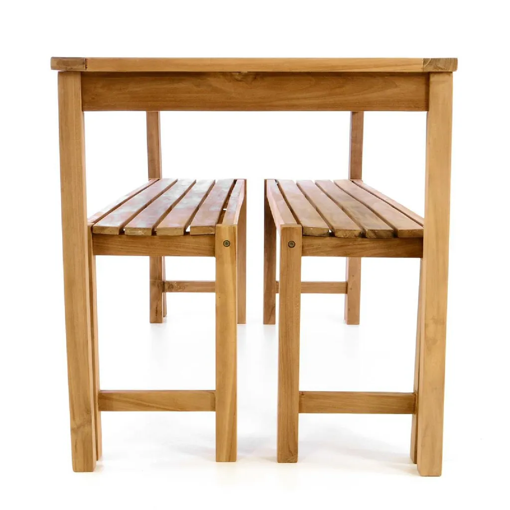 VCM Gartenmöbelset Picknickset Sitzgruppe Teakholz Behandelt Bank Tisch 135cm 2 VCM Gartenmöbelset Picknickset Sitzgruppe Teakholz Behandelt Bank Tisch 135cm – Bild 2