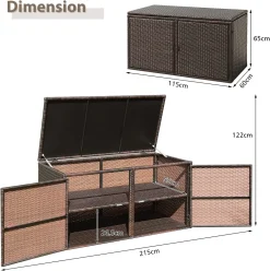 COSTWAY Auflagenbox Rattan 335L Stauraum, Kissenbox Mit Doppeltüren & Ablage, Truhenbank Sitzbank Für Terrasse Garten Balkon 115x60x65cm (Braun) -Garten- & Gewächshäuser Geschäft bc5eb224d0b03e4d0a486ebd77582628