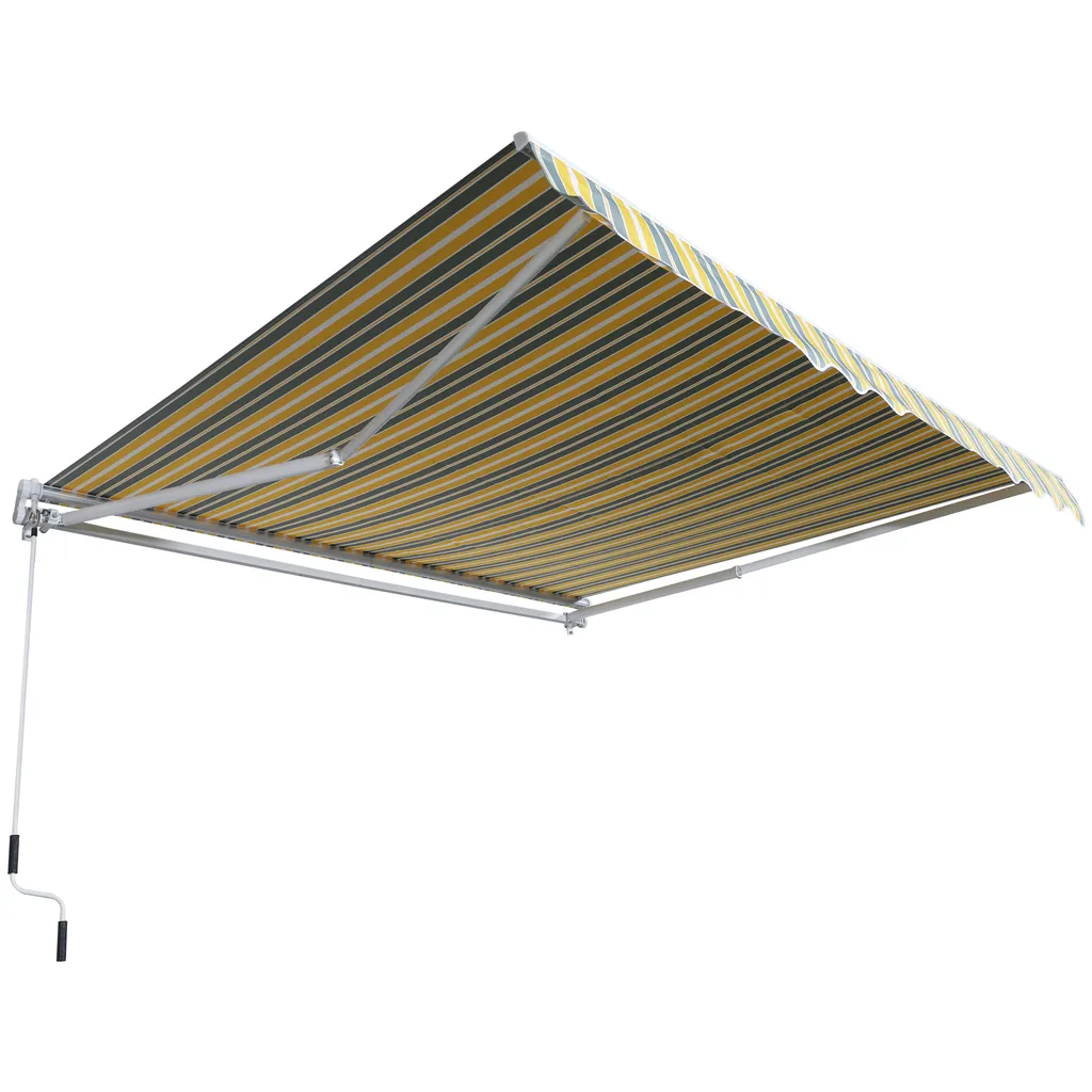 Outsunny Markise Gelenkarmmarkise Sonnenschutz Handkurbel Balkon Alu Gelb+Grau 3,5x2,5m 10 Outsunny Markise Gelenkarmmarkise Sonnenschutz Handkurbel Balkon Alu Gelb+Grau 3,5x2,5m – Bild 10
