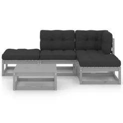 VidaXL 5-tlg. Garten-Lounge-Set Mit Kissen Kiefer Massivholz -Garten- & Gewächshäuser Geschäft bc771361372f2b2cb6f70a1e455f68ab