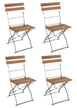 Linder Exclusiv 4er Set Biergartenstuhl Gartenstuhl Klappbar - Metall Und Akazie