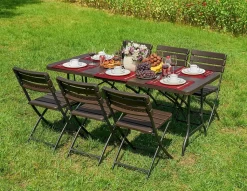 Garden Pleasure Klapptisch 180 X 74,5 X 73 Cm TABORA In Holzoptik - Klappsystem Mit Tragegriff -Garten- & Gewächshäuser Geschäft bc9968d20dfce4487a6e4ee038192e77