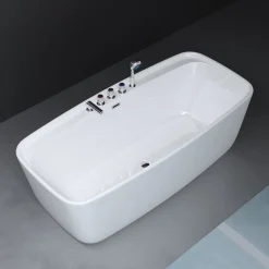 Mai & Mai Freistehende Acryl-Badewanne 170x80cm Rechteckig Inkl. Armatur Und Handbrause, Farbe: Weiß, Material: Sanitäracryl V612MA