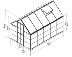 Palram Aluminium Gewächshaus 1,9x3,1 M Set Hybrid 6x10 Grau Treibhaus Anzuchthaus Tomatenhaus Pflanzhaus