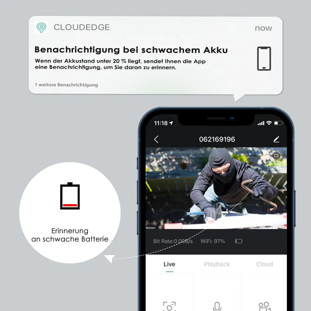 IeGeek 2K 3MP Überwachungskamera Aussen Akku, Kabellose WLAN Kamera Outdoor Mit PIR Bewegungsmelder, Personen/Autoerkennung, Farbnachtsicht, 2-Wege Audio, Arbeit Mit Alexa, IP65 13 IeGeek 2K 3MP Überwachungskamera Aussen Akku, Kabellose WLAN Kamera Outdoor Mit PIR Bewegungsmelder, Personen/Autoerkennung, Farbnachtsicht, 2-Wege Audio, Arbeit Mit Alexa, IP65 – Bild 13
