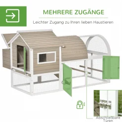 PawHut Hühnerstall Hühnerkäfig Hühnervoliere Für 2-4 Hühner Nistkasten Mit Haupthaus Nistkasten Auslauf Laufstall Wetterbeständig Tannenholz Grau 167,5x109x100 Cm 13 PawHut Hühnerstall Hühnerkäfig Hühnervoliere Für 2-4 Hühner Nistkasten Mit Haupthaus Nistkasten Auslauf Laufstall Wetterbeständig Tannenholz Grau 167,5x109x100 Cm -Garten- & Gewächshäuser Geschäft bcf6281ac4991546063ffbb1fa049857