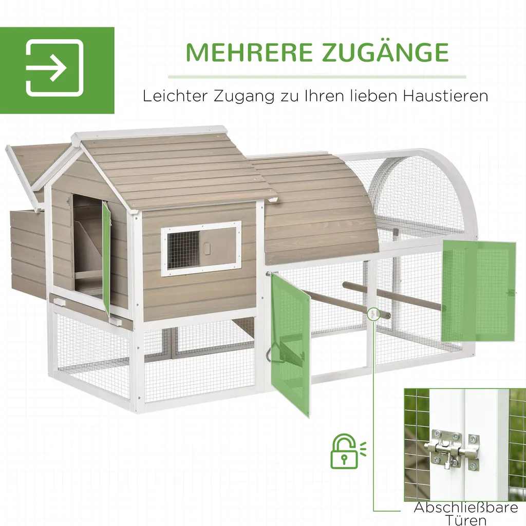 PawHut Hühnerstall Hühnerkäfig Hühnervoliere Für 2-4 Hühner Nistkasten Mit Haupthaus Nistkasten Auslauf Laufstall Wetterbeständig Tannenholz Grau 167,5x109x100 Cm 5 PawHut Hühnerstall Hühnerkäfig Hühnervoliere Für 2-4 Hühner Nistkasten Mit Haupthaus Nistkasten Auslauf Laufstall Wetterbeständig Tannenholz Grau 167,5x109x100 Cm – Bild 5