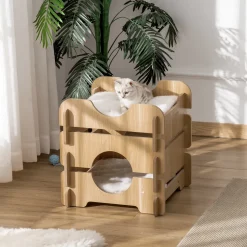 Pawhut Katzenhöhle DIY Katzenbett Mit 2 Weichen Kissen 2 Etagen Katzenshclafplatz Katzenhaus Natur 50 X 50 X 50 Cm -Garten- & Gewächshäuser Geschäft bd24ff7e2c7ab9c4c6fb47fe89a732ff