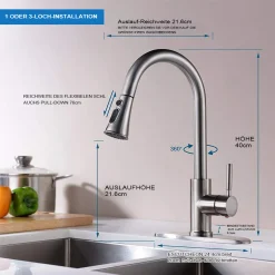 PMS Wasserhahn Küche Mit 2 Strahlarten Küchenarmatur Ausziehbar Spültischarmatur Mischbatterie Armatur 8 PMS Wasserhahn Küche Mit 2 Strahlarten Küchenarmatur Ausziehbar Spültischarmatur Mischbatterie Armatur -Garten- & Gewächshäuser Geschäft bd2a5134931842ca206aee3060532dbf