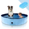 Wolketon 160 X 30cm Faltbarer Hundepool, Verschleissfest Schwimmbad Mit Haustier Badebuerste, Rutschfest Swimmingpool Fuer Grosse & Kleine Hunde Kinder