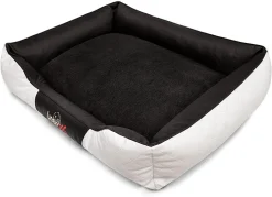 Hobbydog Hundebett Hundekissen Tierbett Katzenbett Hundekorb Schlafplatz - Cesar Exclusive - 84 X 65 X 23 Cm [Größe: R2] - Weiß Mit Schwarz