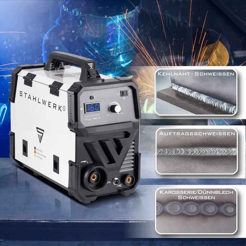STAHLWERK FLUX 160M Fülldraht Schweißgerät Synergisch 0,6 0,8 0,9 1,0 Mm No Gas 6 STAHLWERK FLUX 160M Fülldraht Schweißgerät Synergisch 0,6 0,8 0,9 1,0 Mm No Gas – Bild 6