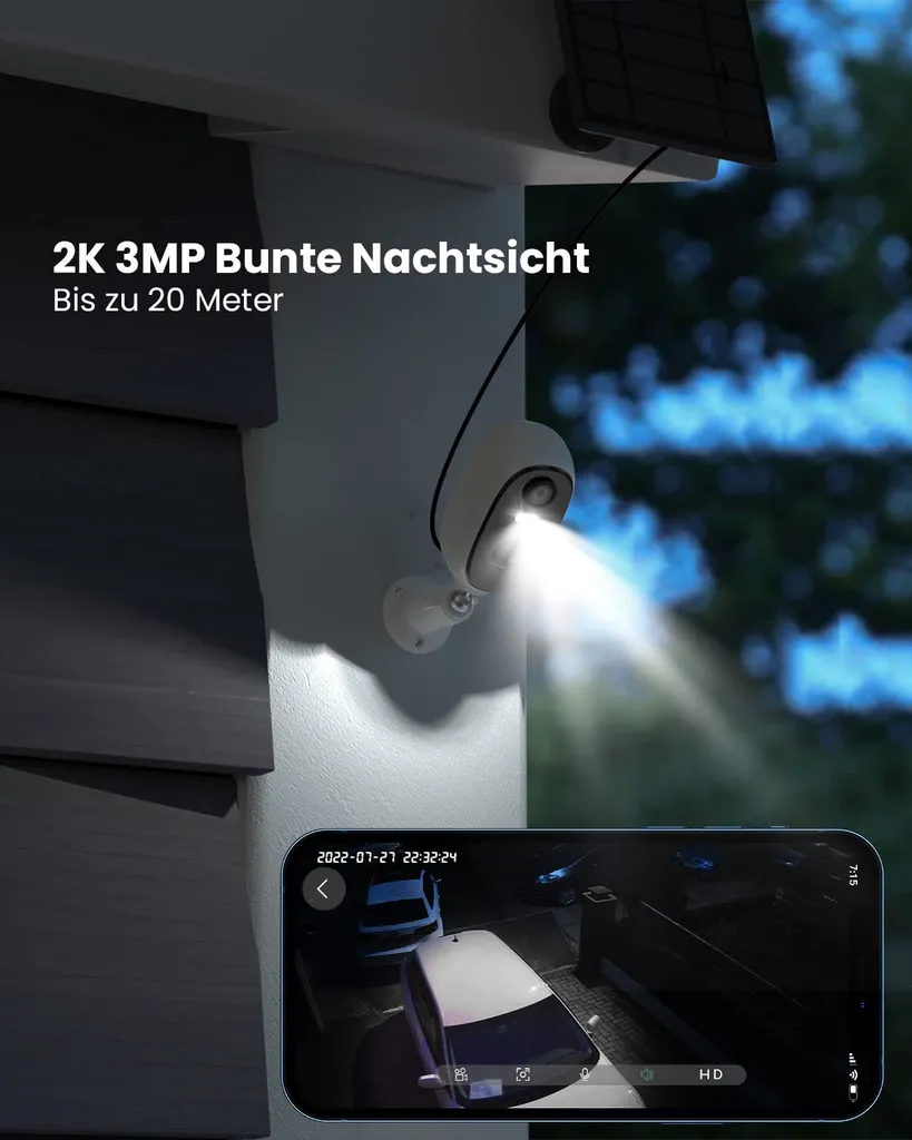IeGeek 2K Solar Überwachungskamera Aussen Akku, Wlan Kamera Outdoor Mit Farbnachtsicht, 130°-Weitwinkelkamera, PIR Bewegungsmelder, 2-Wege Audio, Arbeit Mit Alexa, Cloud/SD Storage, IP65 5 IeGeek 2K Solar Überwachungskamera Aussen Akku, Wlan Kamera Outdoor Mit Farbnachtsicht, 130°-Weitwinkelkamera, PIR Bewegungsmelder, 2-Wege Audio, Arbeit Mit Alexa, Cloud/SD Storage, IP65 – Bild 5
