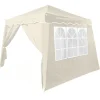 Deuba Faltpavillon 3x3 M + 4 Seitenwände Mit Seitenfenster, Farbe:creme