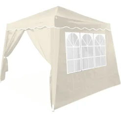 Deuba Faltpavillon 3x3 M + 4 Seitenwände Mit Seitenfenster, Farbe:creme