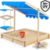 Deuba Spielwerk Sandkasten Midi Mit Dach Höhenverstellbar Neigbar 120x120cm Sandkiste Holz Natur UV 50+ Sonnenschutz Abdeckung Sandbox Sandspielzeug Kinder