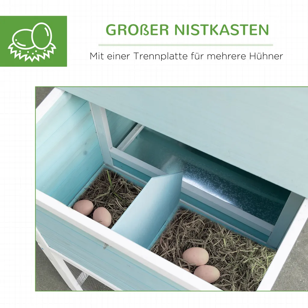 PawHut Hühnerstall Hühnerhaus Mit Nistkasten Rampe Winterfest Hühnervoliere 2 Ebenen Gehege Leicht Zu Reinigen Tannenholz Stahl Asphalt Blau 193 X 78 X 115 Cm 5 PawHut Hühnerstall Hühnerhaus Mit Nistkasten Rampe Winterfest Hühnervoliere 2 Ebenen Gehege Leicht Zu Reinigen Tannenholz Stahl Asphalt Blau 193 X 78 X 115 Cm – Bild 5