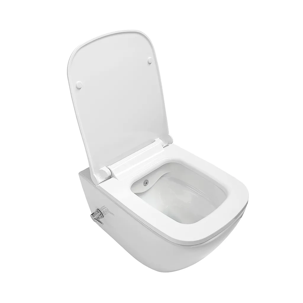 Belrad Belvit Spülrandloses Design Hänge WC Mit Taharet/Bidet/Dusch WC-Funktion Und Integrierter Heiß-/Kaltwasserarmatur Weiß + Deckel 2 Belrad Belvit Spülrandloses Design Hänge WC Mit Taharet/Bidet/Dusch WC-Funktion Und Integrierter Heiß-/Kaltwasserarmatur Weiß + Deckel – Bild 2