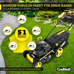 Craftfull Benzinrasenmäher CR-196-20, 51 Cm Schnittbreite, Benzin Rasenmäher Mit Radantrieb Inkl. Rasenkamm, 196 Cc, 4,4 KW / 6PS, Euro 5 Norm, 5in1, Marken Motor, GT-Markengetriebe, 8 Stufen Höhenverstellbar, 62 Liter Fangsack, Easy-Clean-Funktion 11 Craftfull Benzinrasenmäher CR-196-20, 51 Cm Schnittbreite, Benzin Rasenmäher Mit Radantrieb Inkl. Rasenkamm, 196 Cc, 4,4 KW / 6PS, Euro 5 Norm, 5in1, Marken Motor, GT-Markengetriebe, 8 Stufen Höhenverstellbar, 62 Liter Fangsack, Easy-Clean-Funktion -Garten- & Gewächshäuser Geschäft bebab585b8a9f142ee50837611f4aa49