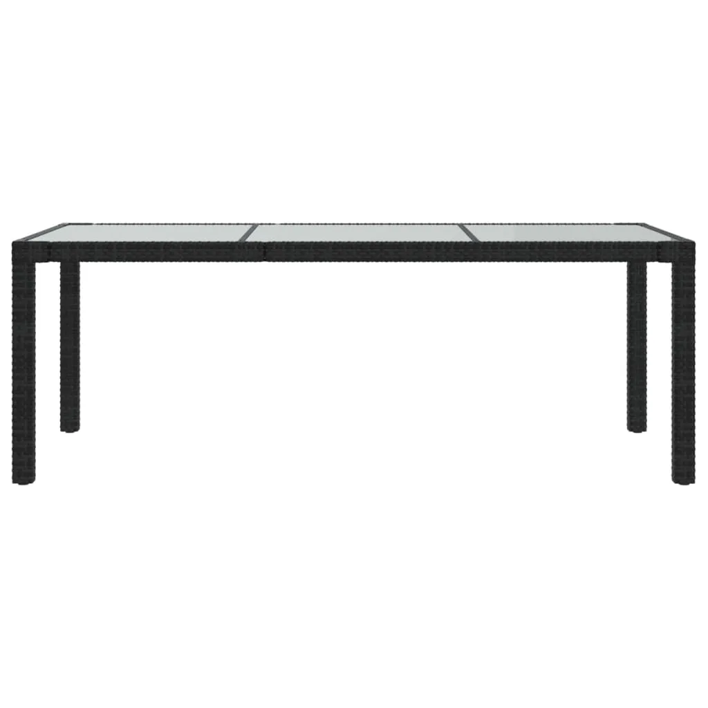 VidaXL Gartentisch Schwarz 190x90x75 Cm Gehärtetes Glas Poly Rattan 3 VidaXL Gartentisch Schwarz 190x90x75 Cm Gehärtetes Glas Poly Rattan – Bild 3