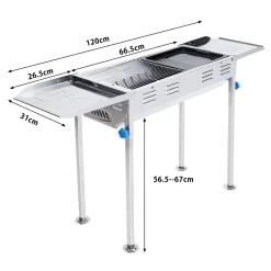 BIGZZIA Grill Aus Edelstahl, 2 In 1 Tragbarer Holzkohlegrill Mit Brat- Und BBQ-Funktion, Höhenverstellbarer Grill Holzkohle Mit Doppelseitiger Ablagefläche, Idealer BBQ-Grill Für Camping, Garten 5 BIGZZIA Grill Aus Edelstahl, 2 In 1 Tragbarer Holzkohlegrill Mit Brat- Und BBQ-Funktion, Höhenverstellbarer Grill Holzkohle Mit Doppelseitiger Ablagefläche, Idealer BBQ-Grill Für Camping, Garten -Garten- & Gewächshäuser Geschäft bee3fba7d0bef1fc78304bcd70a82019