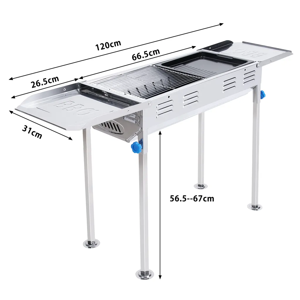 BIGZZIA Grill Aus Edelstahl, 2 In 1 Tragbarer Holzkohlegrill Mit Brat- Und BBQ-Funktion, Höhenverstellbarer Grill Holzkohle Mit Doppelseitiger Ablagefläche, Idealer BBQ-Grill Für Camping, Garten 2 BIGZZIA Grill Aus Edelstahl, 2 In 1 Tragbarer Holzkohlegrill Mit Brat- Und BBQ-Funktion, Höhenverstellbarer Grill Holzkohle Mit Doppelseitiger Ablagefläche, Idealer BBQ-Grill Für Camping, Garten – Bild 2
