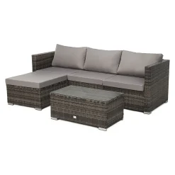 SVITA QUEENS Polyrattan Lounge Eck-Sofa Gartenmöbel Set Braun