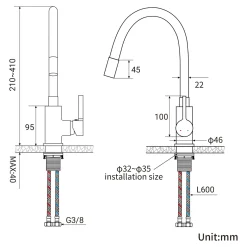 Auralum Hochdruck Flexible Küchenarmatur 360° Drehbar Küchenmischbatterien Schwarz Einhandmischer Flexibler Wasserhahn Für Die Küche -Garten- & Gewächshäuser Geschäft bf3a00913dfc9359a15b35e2d486a7c8