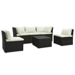 VidaXL 4-tlg. Garten-Lounge-Set Mit Auflagen Poly Rattan Braun