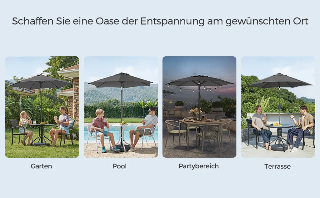 SONGMICS Sonnenschirm 210 Cm, UPF 50+, Beidseitig Um 30° Knickbar, Sonnenschutz, Mit Kurbel Zum Öffnen/Schließen, Grau GPU202G01 9 SONGMICS Sonnenschirm 210 Cm, UPF 50+, Beidseitig Um 30° Knickbar, Sonnenschutz, Mit Kurbel Zum Öffnen/Schließen, Grau GPU202G01 – Bild 9