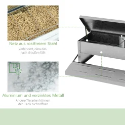 PawHut Futterautomat Hühner 5 Kg Füllmenge Hühnerfutterautomat Futterspender Geflügel-Futterspender Mit Deckel Für Hühner Und Geflügel Wasserdicht Automatisch Silber 56 X 36 X 18,5 Cm 13 PawHut Futterautomat Hühner 5 Kg Füllmenge Hühnerfutterautomat Futterspender Geflügel-Futterspender Mit Deckel Für Hühner Und Geflügel Wasserdicht Automatisch Silber 56 X 36 X 18,5 Cm -Garten- & Gewächshäuser Geschäft bf8e164a931034db6d172b28006e4c83