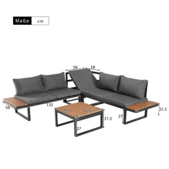 Merax Gartenmöbelset Holz Ecklounge Mit Kissen Und Stahlrahmen, Gartenmöbel Set Loungegruppe Balkonmöbel Set Loungeset, Schwarz 12 Merax Gartenmöbelset Holz Ecklounge Mit Kissen Und Stahlrahmen, Gartenmöbel Set Loungegruppe Balkonmöbel Set Loungeset, Schwarz -Garten- & Gewächshäuser Geschäft bfa54b44aa1ebb6bbf617156dca392ee