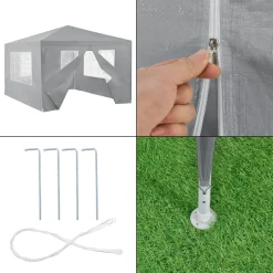 [casa.pro] Pavillon 400x300x255cm Gartenzelt Partyzelt Gartenpavillon Bierzelt Festzelt Dunkelgrau -Garten- & Gewächshäuser Geschäft bfb474f0c9b0616de65bdd0f51ba2fdd