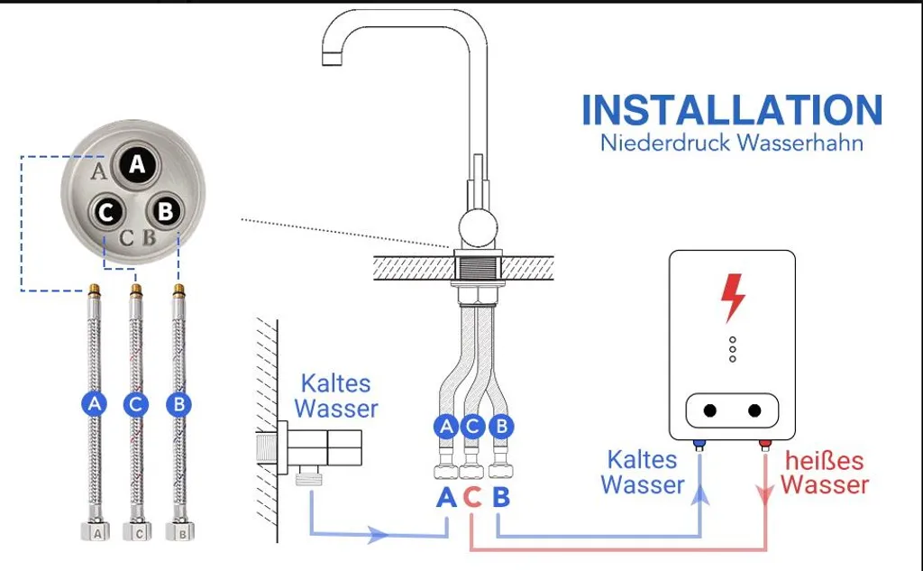 Lonheo Niederdruck Wasserhahn Küche Armatur Aus Edelstahl, 360° Schwenkbar Küche Mischbatterie Einhebelmischer Für Kaltwasser Und Einen Wasserboiler Konzipiert 6 Lonheo Niederdruck Wasserhahn Küche Armatur Aus Edelstahl, 360° Schwenkbar Küche Mischbatterie Einhebelmischer Für Kaltwasser Und Einen Wasserboiler Konzipiert – Bild 6