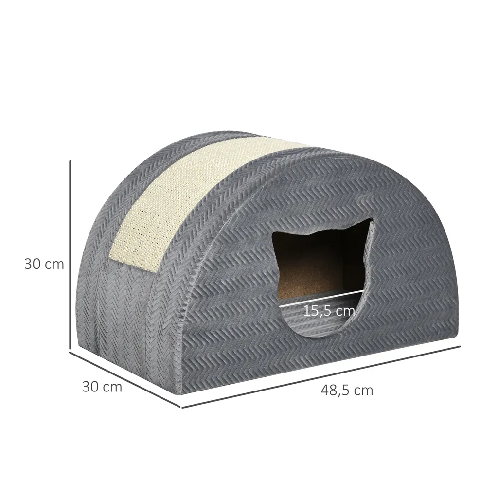 PawHut Katzenhöhle Mit Kraztbrett Katzenbett Kratzhaus Katzenhaus Katzenwohnung Sisal Grau 48,5 X 30 X 30 Cm 6 PawHut Katzenhöhle Mit Kraztbrett Katzenbett Kratzhaus Katzenhaus Katzenwohnung Sisal Grau 48,5 X 30 X 30 Cm – Bild 6