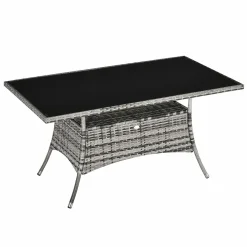 Outsunny Gartentisch Glastisch Esstisch Gartenmöbel Tisch, Polyrattan+Sicherheitsglas, Grau+Schwarz, 150x85x74cm 10 Outsunny Gartentisch Glastisch Esstisch Gartenmöbel Tisch, Polyrattan+Sicherheitsglas, Grau+Schwarz, 150x85x74cm -Garten- & Gewächshäuser Geschäft c04723469c1346fd294d73f76308cdb3
