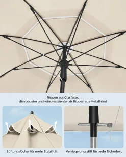 SONGMICS Sonnenschirm 160 Cm, Sonnenschutz UPF 50+, Beidseitig Um 30° Knickbar, Höhenverstellbar, Mit Tragetasche, Ohne Ständer, Beige GPU60WTV1 -Garten- & Gewächshäuser Geschäft c0578d14c43f70b842da05aa4e272b59